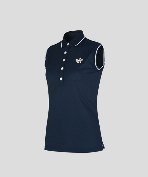 KANDINI Signature Sleeveless Polo - Navy