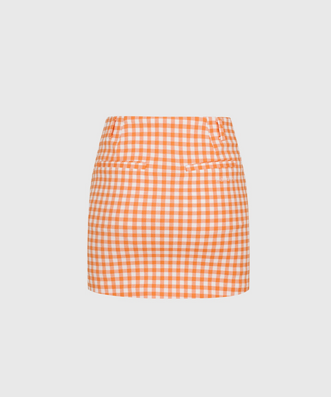 KANDINI Slim Check Mini Skirt - Orange