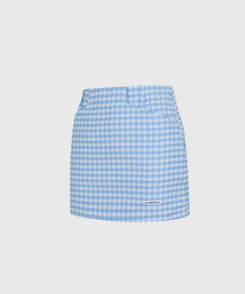 KANDINI Slim Check Mini Skirt - Sky Blue
