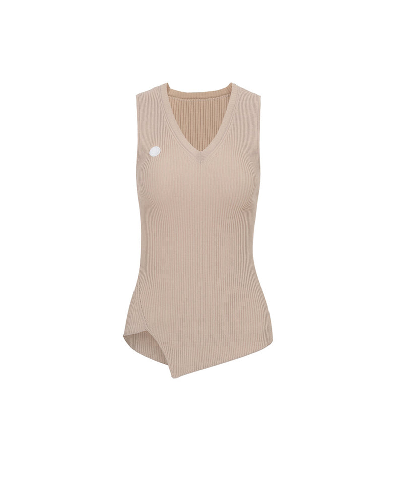 Anell Golf Boy Knit Top - Beige