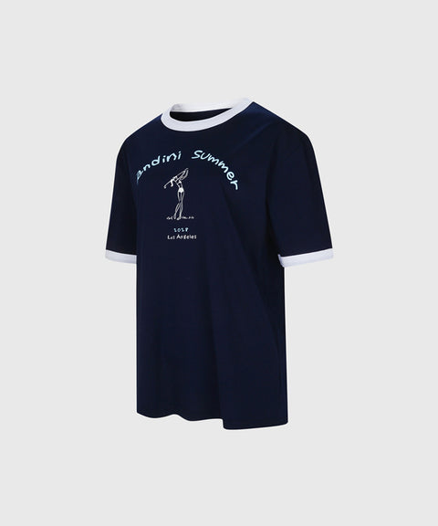 KANDINI Summer Print T-Shirt - Navy
