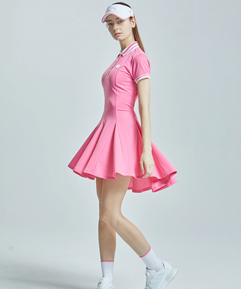 CHUCUCHU Flare Collar Dress - Pink
