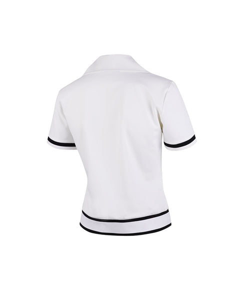 HENRY STUART Women's Line Color Half Zip-Up T-Shirt - White