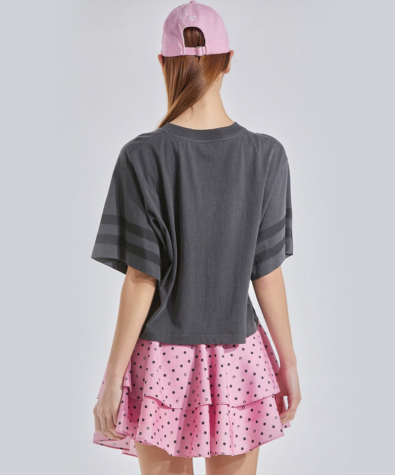 CHUCUCHU Line Overfit Short Sleeve Top - Charcoal