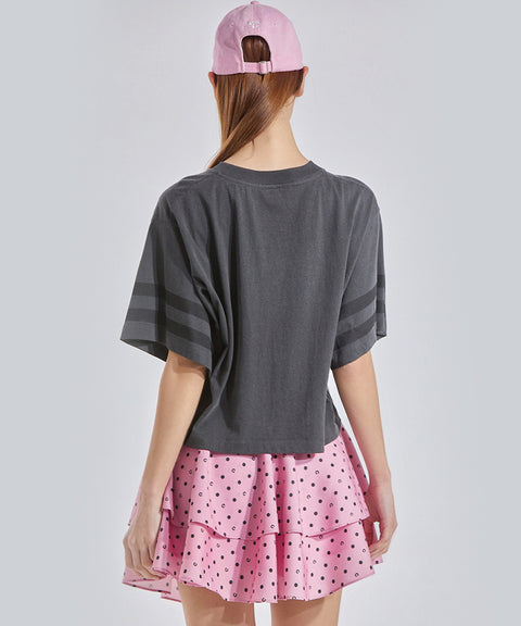 CHUCUCHU Line Overfit Short Sleeve Top - Charcoal