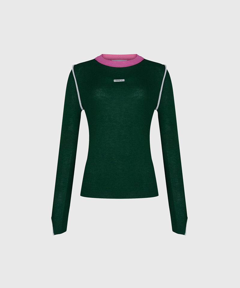 KANDINI Color Block Linen Knit - Green
