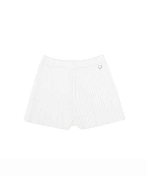 PIV'VEE Pleated Knit Shorts - Cloud White