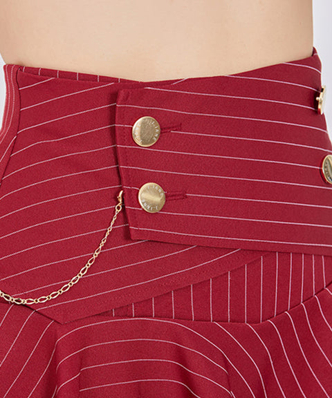 J.Jane Double Button Stripe Culotte Pants - Wine
