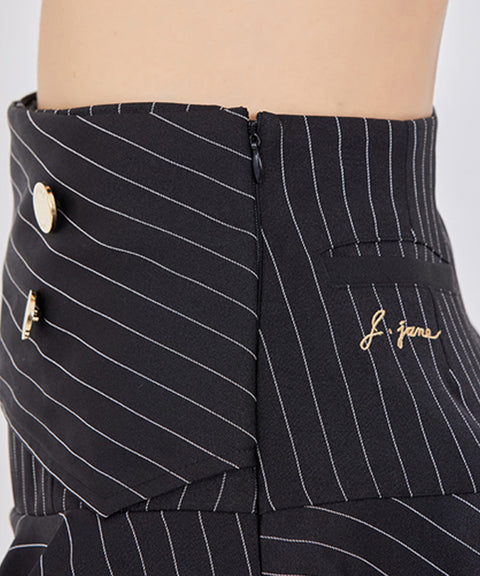 J.Jane Double Button Stripe Culotte Pants - Black