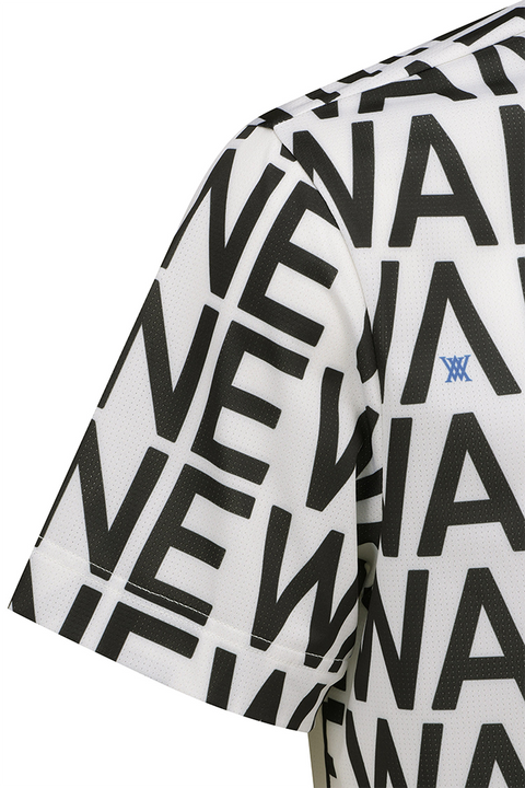 Men's SM Logo Pattern Short T-Shirt - Cream