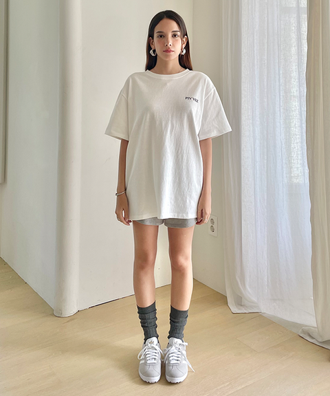 PIV'VEE Embroidered Drawstring Shorts - Heather Grey