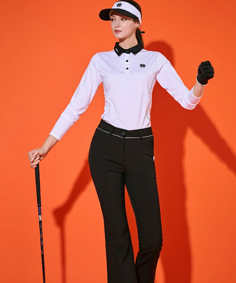Mahes Golf Front Slit Semi Bootcut Pants That Make Your Legs Look Longer - Black
