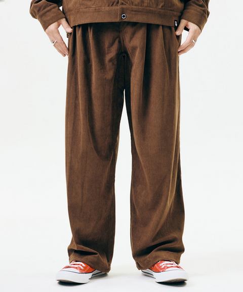 Jamie West Corduroy Three Tuck Wide Pants - Brown