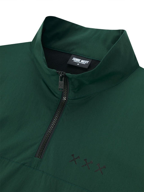 Jamie West Half Zip-up Ventilation Stand Collar P-Shirts - Green