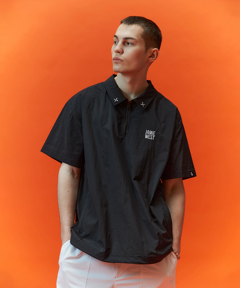 Jamie West Nylon Halfzipup P-Shirts - Black