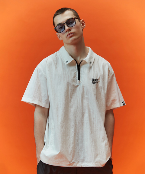 Jamie West Nylon Halfzipup P-Shirts - White
