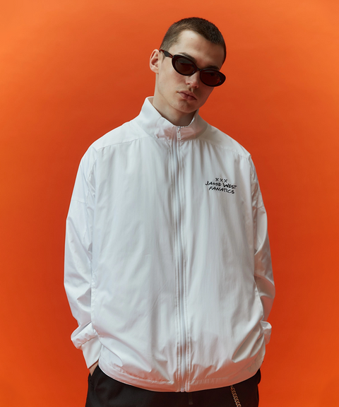 Jamie West Stand Collar Lettering Windbreaker - White