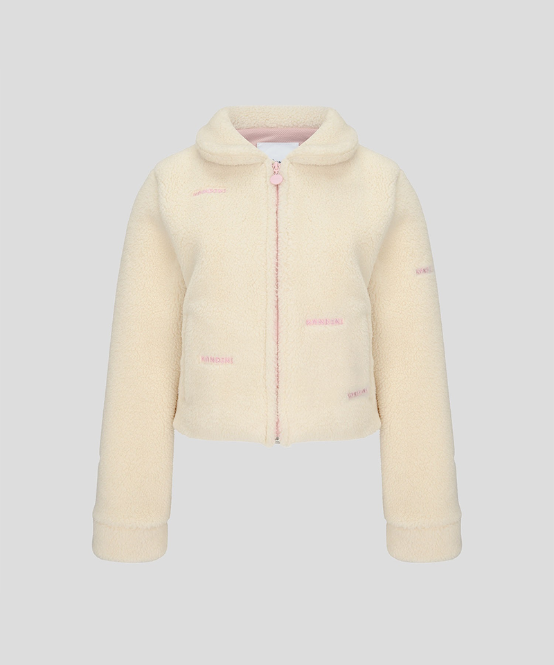 KANDINI Cropped Fleece Jacket - Light Beige
