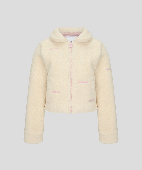 KANDINI Cropped Fleece Jacket - Light Beige