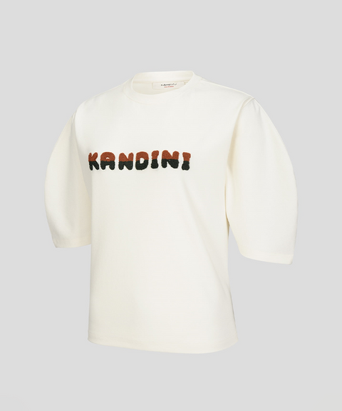 KANDINI Fluffy Logo Puff Tee - Cream