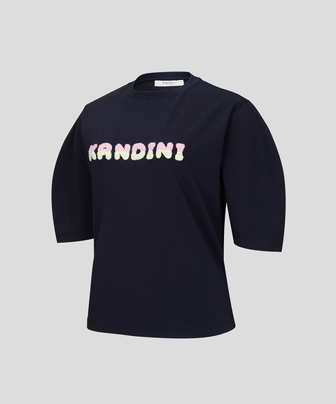 KANDINI Fluffy Logo Puff Tee - Navy