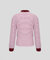 KANDINI Striped Puff Sleeve Zip-up Polo Shirt (Long Sleeve) - Wine