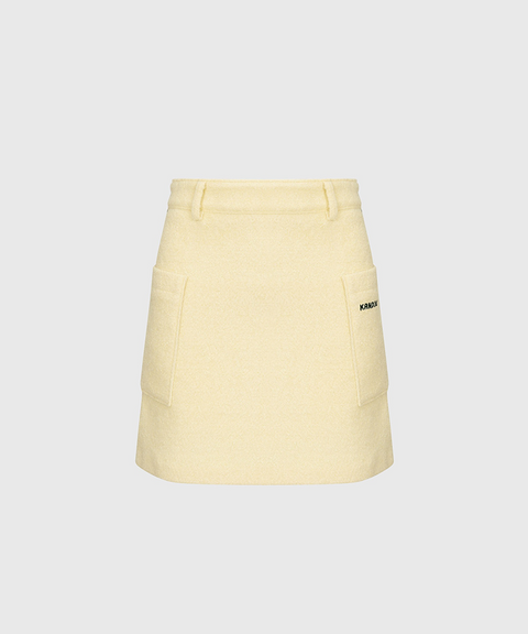KANDINI Wool Touch Pocket Skirt - Lemon