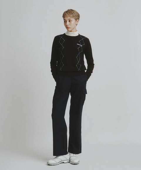 MCC Women's Argyle Crew Neck Sweater - Dark Brown