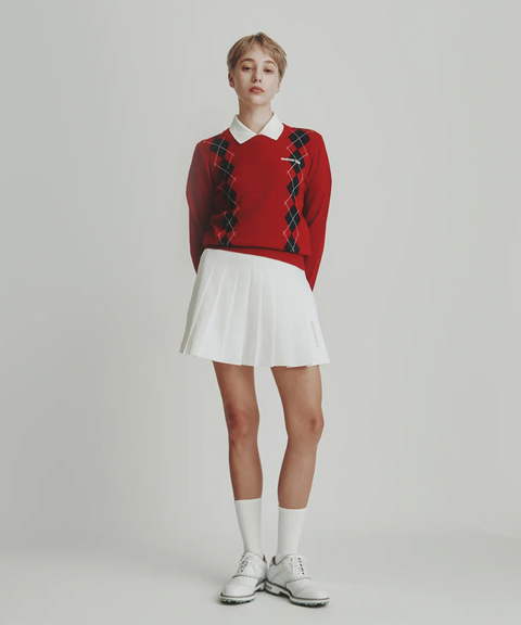 MCC Women's Argyle Crew Neck Sweater - Red