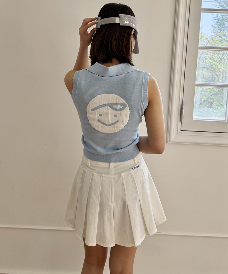 PIV'VEE Giant Smiley Sleeveless Knit Top - Cornflower Blue