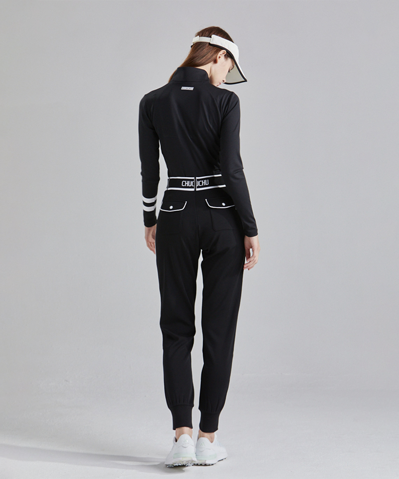Piping Banding Jogger Pants - Black