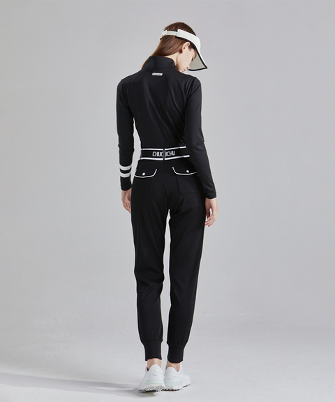 Piping Banding Jogger Pants - Black