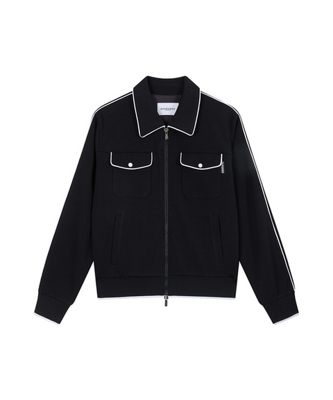CHUCUCHU Piping Two-Way Zip-Up Jacket - Black