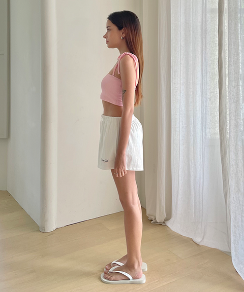PIV'VEE Printed Drawstring Shorts - Cloud White