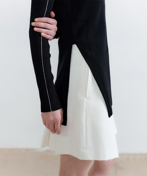 Anell Golf Scarf Slit Cashmere Knit Dress - Black
