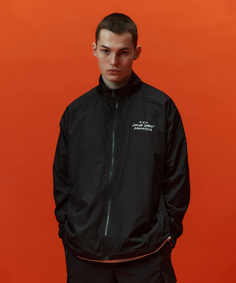 Jamie West Stand Collar Lettering Windbreaker - Black