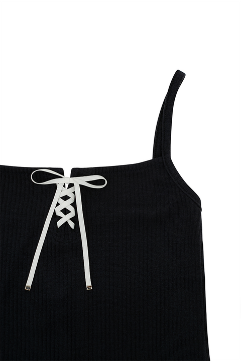 PIV'VEE String Tie-up Cami - Ebony Black