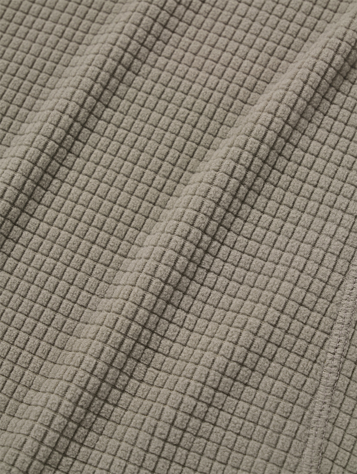 Goal Studio Women's Grid Fleece Quarter Zip-Up Tee - Dark Beige