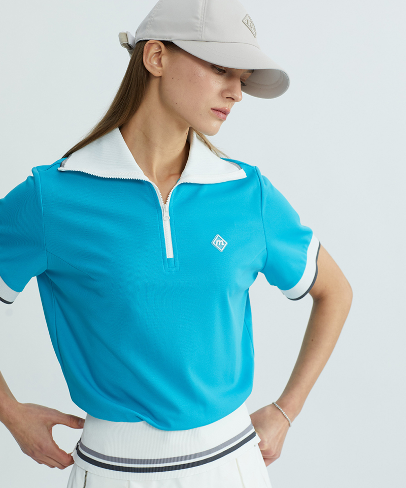 Monday Flow Women's Wide Collar Zip-Up Top - Teal