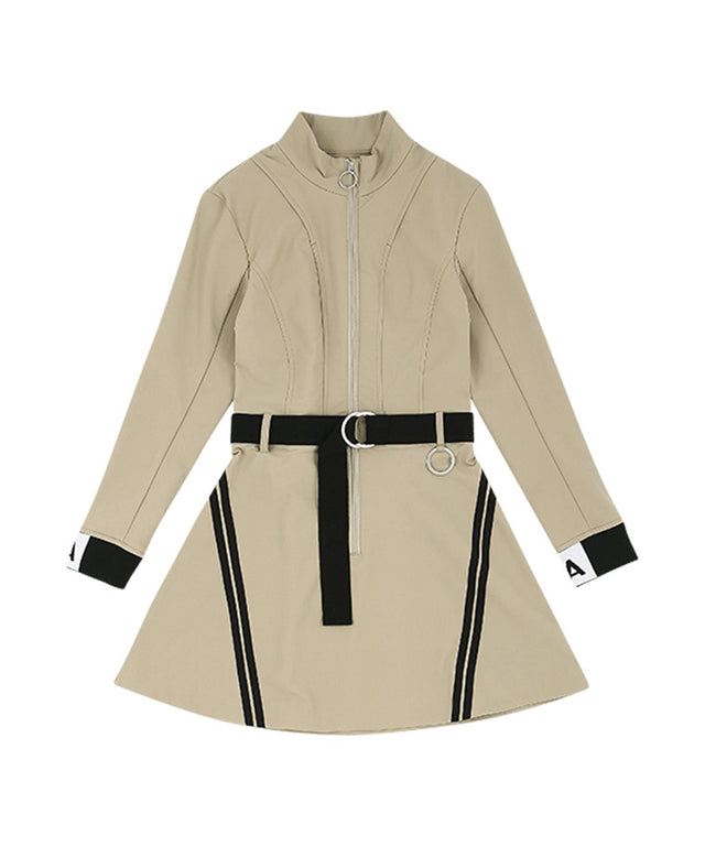 AVEN Field Zip-Up Dress - Beige