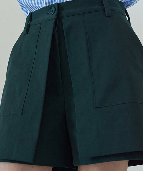 LE SONNET Swing Culotte Pants - Deep Green