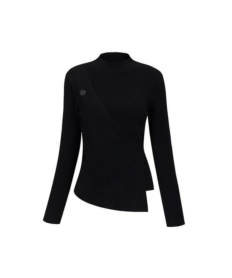 Anell Golf Layered Slit Knit Top - Black