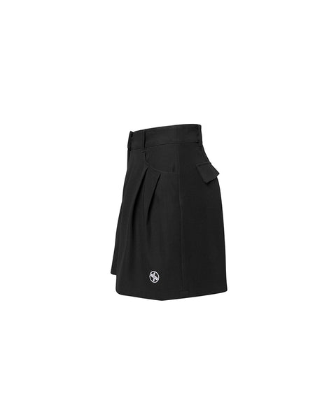 XEXYMIX Golf Solid Flare Culotte Shorts - Black