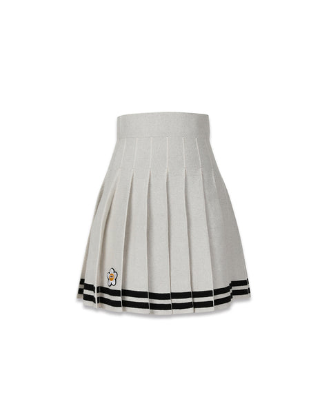 MACKY Golf: Knit Line Pleats Skirt - Ivory