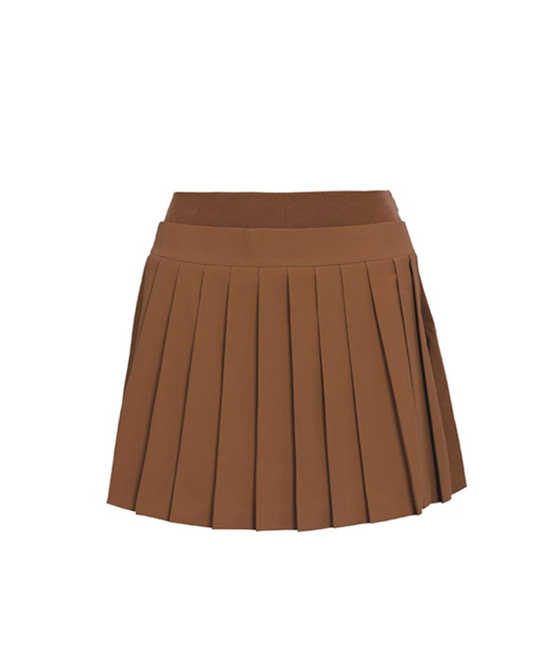 CREVE NINE: Shibori Pleated Skirt - Camel