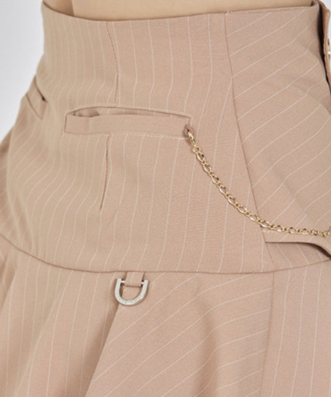 J.Jane Double Button Stripe Culotte Pants - Beige