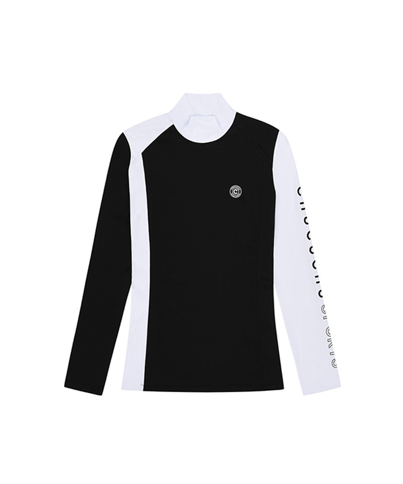 CHUCUCHU Side Point Half Neck T-Shirt - Black