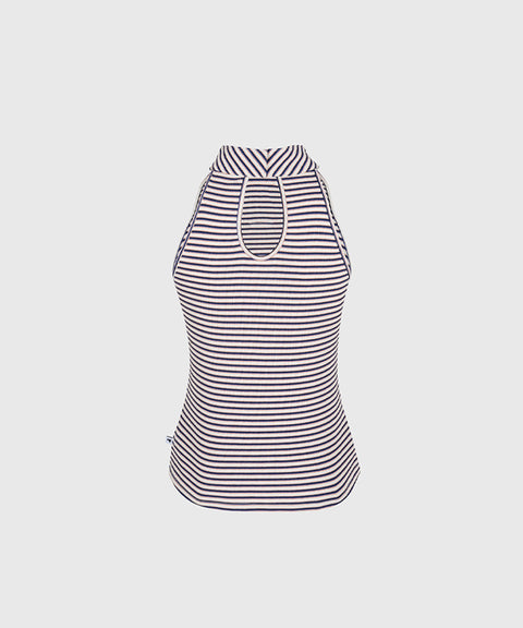 KANDINI New Stripe Halter Tee - Navy