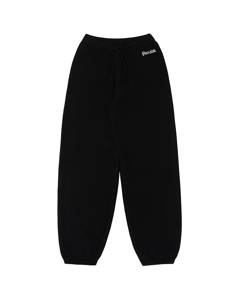 PIV'VEE Cashmere Knit Jogger Pants - Ebony Black