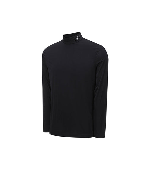 Men's Mock Neck Cooling Base Layer - Black